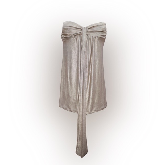 Forever Dresses & Skirts - Forever Champagne Sleeveless/Strapless Flowy Cocktail Dress with Ribbons